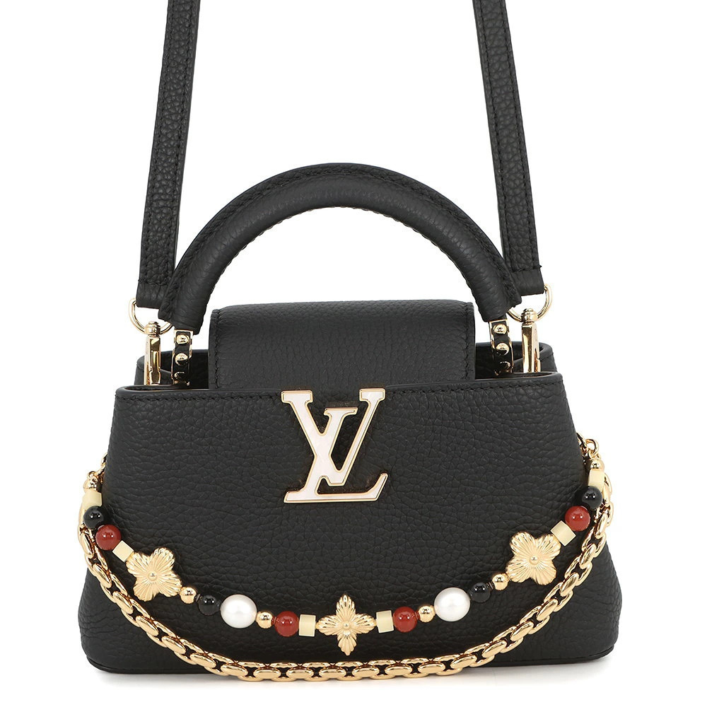 Louis Vuitton Capucines EW Handbag Taurillon Leather Shoulder Bag Black